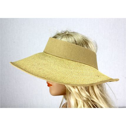 The Lady's Packable Straw Sun Visor - Adjustable - 3.5 Inches - Natural - HT-...