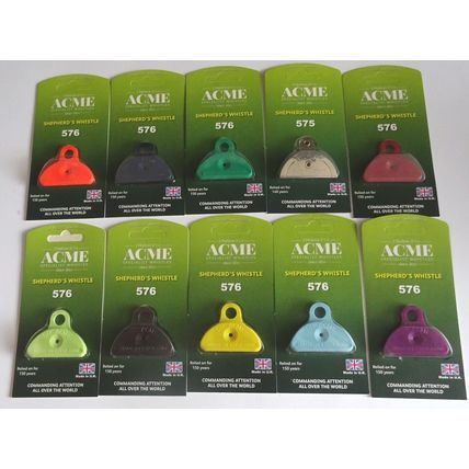 GENUINE ACME 576 SHEPHERDS WHISTLE PLASTIC or SILVER NICKEL PLUS BLACK LANYARDS