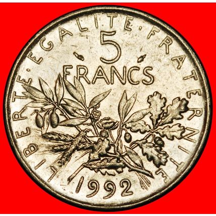 Ⰶ SUN (1969-2001): FRANCE★5 FRANCS 1992! ERROR! MINT LUSTRE★LOW START★NO RESERVE
