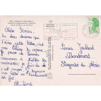 Mont Blanc France Postcard posted 1987 VGC