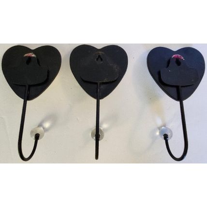3 Glass Pink Fashion Heart Wall Hooks Chic/Glamour/Diva/Princess Home Decor