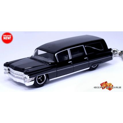 RARE KEYCHAIN BLACK CADILLAC FLEETWOOD HEARSE ✝️ FUNERAL GOTHIC COACH