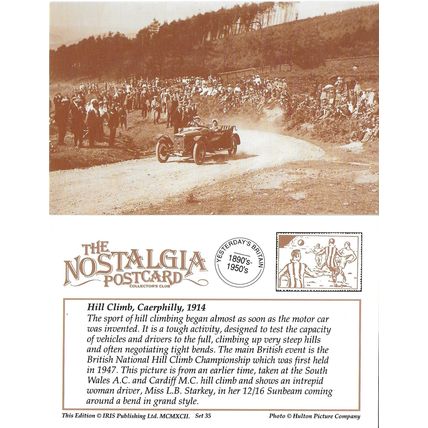 Postcard 12/16 Sunbeam Car Hill Climb Caerphilly 1914 LB Starkey Motor Nostalgia