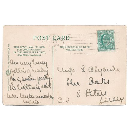 Postcard UK England London Hyde Park Serpentine Bridge men in boat posted 1904