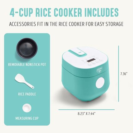 Greenlife Digital Rice Cooker, 2-Cups Uncooked/4-Cups Cooked, Removable Nonstick