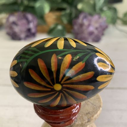 VTG Wooden Easter Egg Ukrainian Pysanky Pisanky Pysanka Hand Painted With Stand
