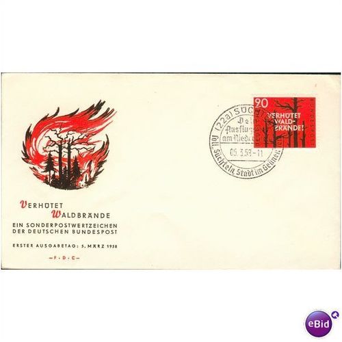 Germany FDC 1958 - SG 1202 - Verhutet Waldbrande - Forest Fire Prevention