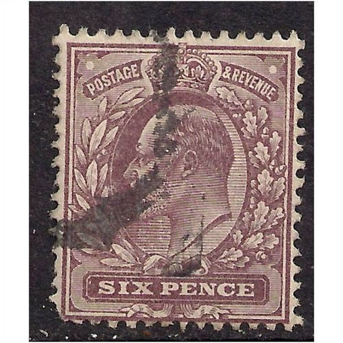 GB 1902 - 13 KEV11 6d Purple Variety Used stamp.(725 )