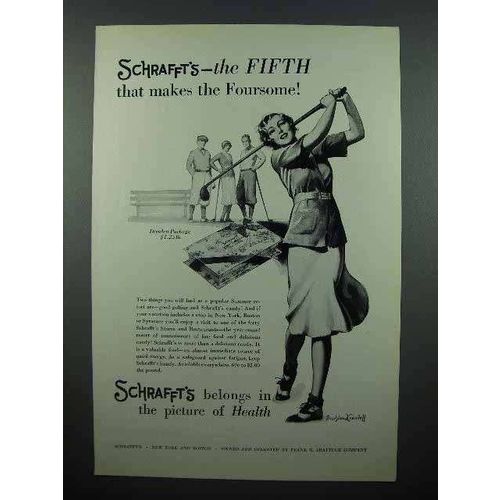 1931 Schrafft's Chocolate Ad - Golf - Foursome
