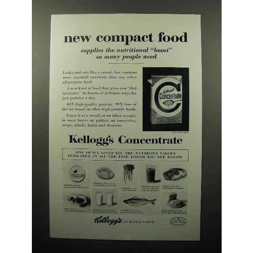 1961 Kellogg's Concentrate Cereal Ad - New Compact Food