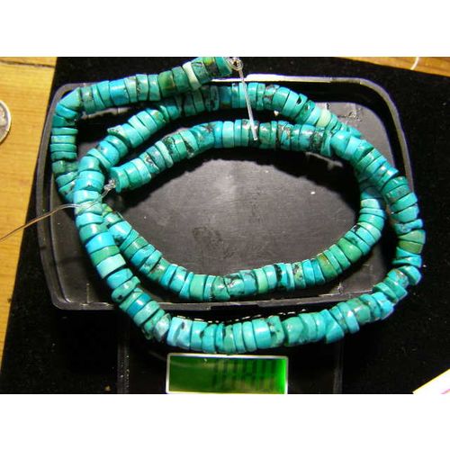TURQUOISE BLUE/GREEN 5-6mm HEISHI BEADS ABOUT 15.5 in. STRAND 108.0 cts. #6A-510