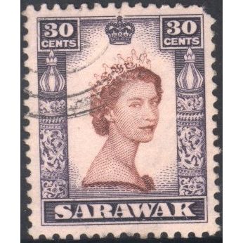 Sarawak 1955 - SG198 - 30c brown/Lilac - Queen Elizabeth 11 - used