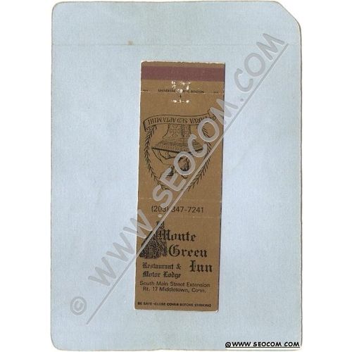 CT Middletown Matchcover Monte Green Inn South Main Street Extension w/Inf~1323