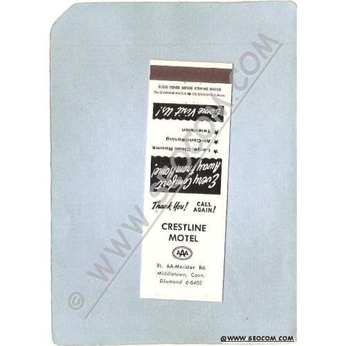 CT Middletown Matchcover Crestline Motel Rt 6A Meriden Road ct_box3~1322