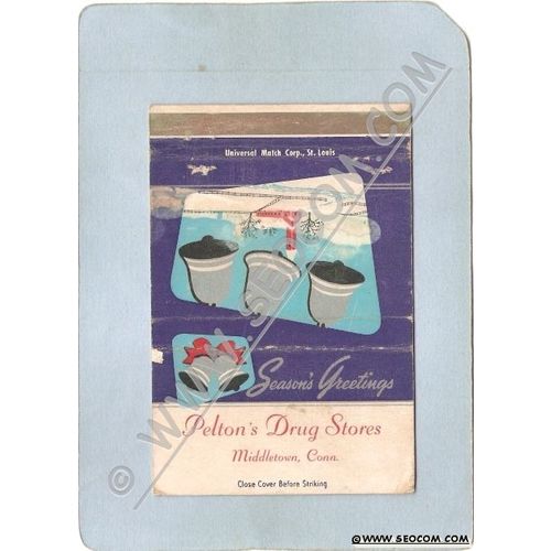 CT Middletown Matchcover Pelton's Drug Stores Season's Greetings ct_box3~1325