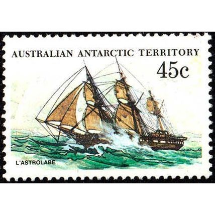 AAT 1979 Ship 45c L'astrolabe MNH Stamp. Australian Antarctic Territory