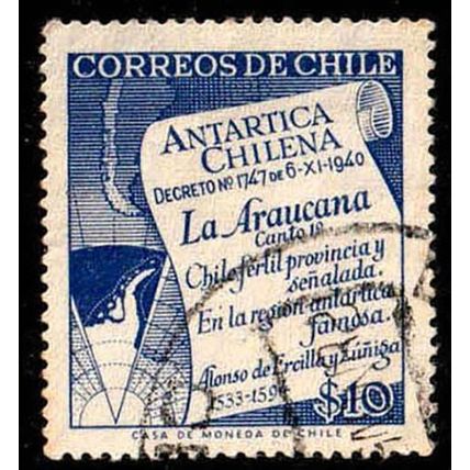 Chile 1958 Antarctic $10 Used Stamp