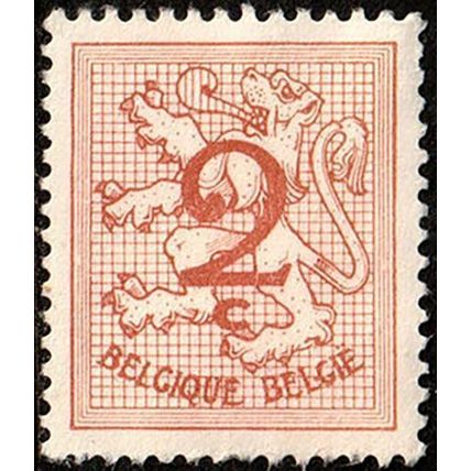 Belgium 1960 Heraldic Lion 2F MNG Stamp Numeral