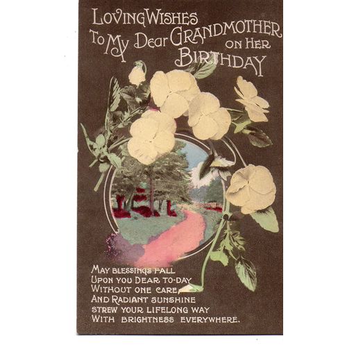M Ridley Loving Wishes to my Dear Grandmother on Her Birthday Rhyme Postcard