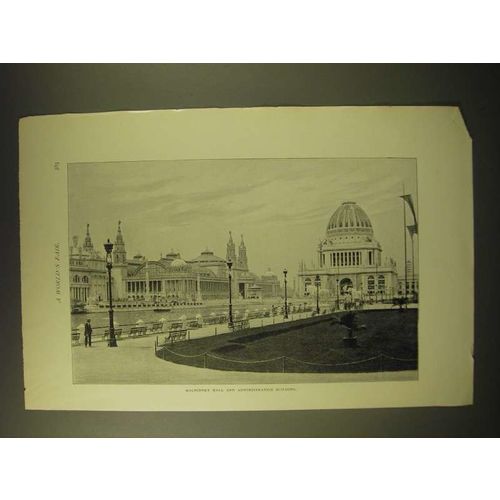 1893 Magazine Print of a Photograph of the World's Fair - Machinery Hall