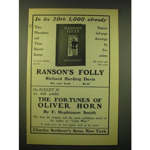 1902 Charles Scribner's Sons Ad - In its 30th 1,000 already Ranson's Folly