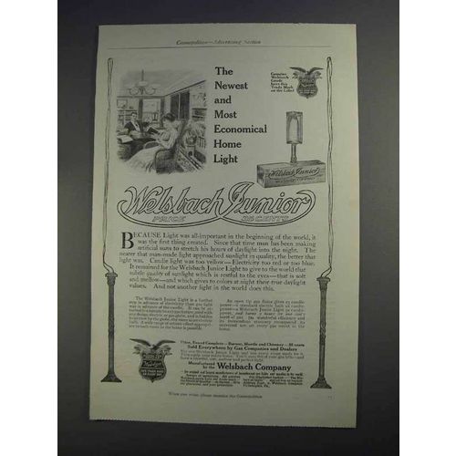 1912 Welsbach Junior Light Ad - Most Economical