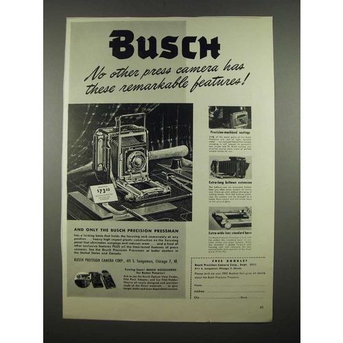1947 Busch Camera Ad - No Other Press Camera Has These Features