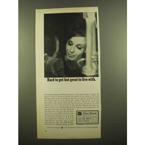 1965 Carte Blanche Card Ad - Hard To Get Great To Live