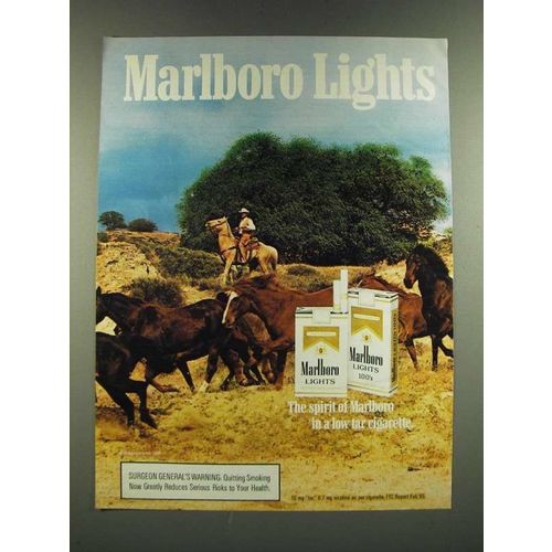 1986 Marlboro Lights Cigarettes Ad - Marlboro Man