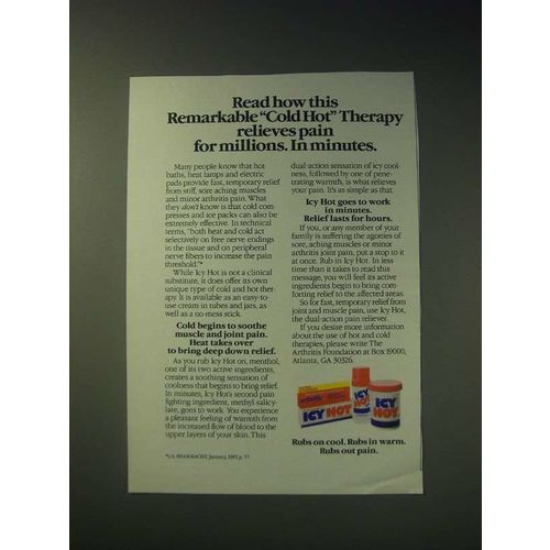 1989 Icy Hot Ad - Read how this remarkable Cold Hot Therapy relieves pain