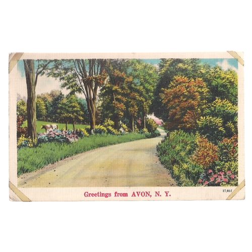 AVON, NEW YORK, USA used vintage postcard 1952 postmark