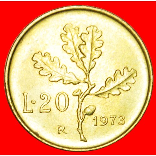 PLAIN EDGE (1968-2001): ITALY★ 20 LIRE 1973R MINT LUSTRE★LOW START ★ NO RESERVE!