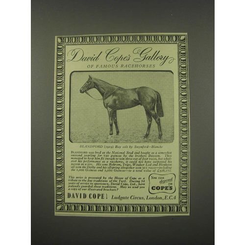 1949 David Cope Ltd. Ad - Gallery of Famous Racehorses Blandford (1919)