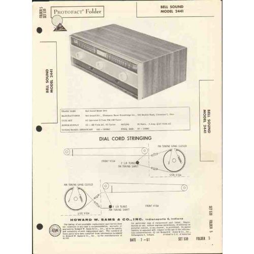 BELL SOUND model 2441 AM FM tuner Sams Photofact manual