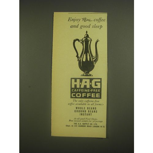 1962 Hag Coffee Ad - Enjoy real coffee and good sleep