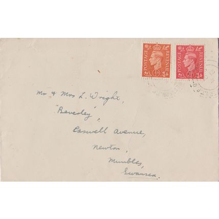 GB 1951 cover Western TPO franking on 2 stamps