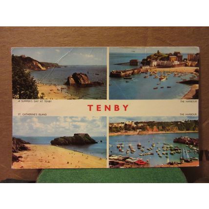 multiview, TENBY, Wales used postcard by Jarrold 1967 pm =