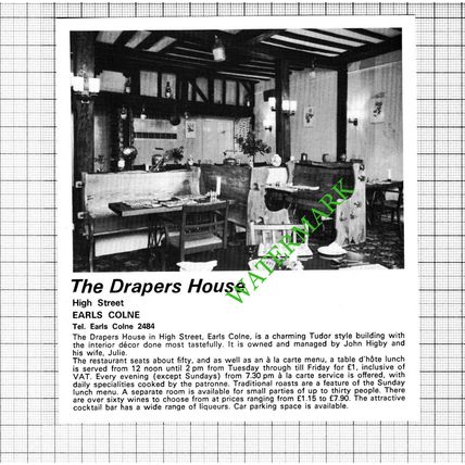 The Drapers House Earls Colne Essex John Higby Advert - 1974 Cutting