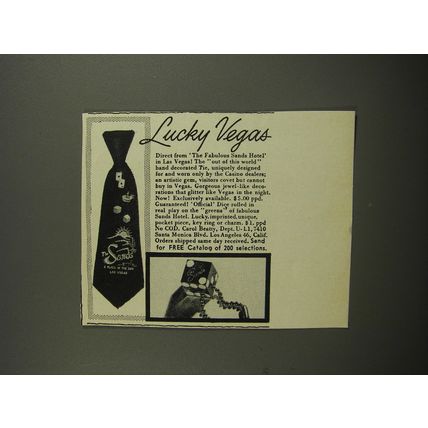 1953 Carol Beatty Sands Hotel Tie Ad - Lucky Vegas