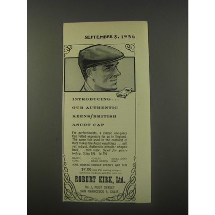 1956 Robert Kirk Asoct Cap Advertisement