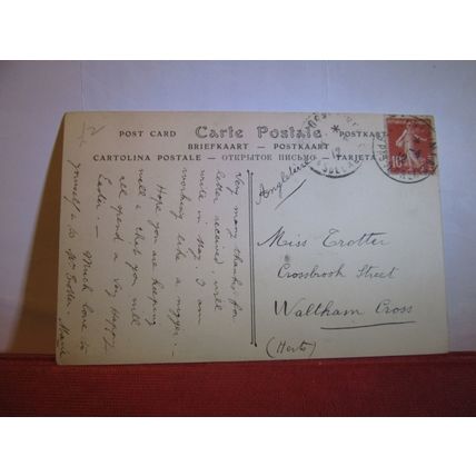 STEAM SHIP, BOULOGNE-SUR-MER used antique postcard 1912 pm. =