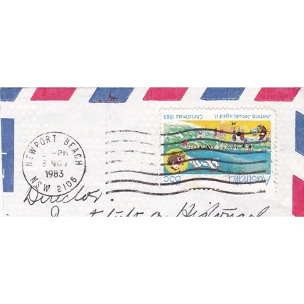 Newport Beach NSW postmark Australia 1983 on Christmas 85c VGC