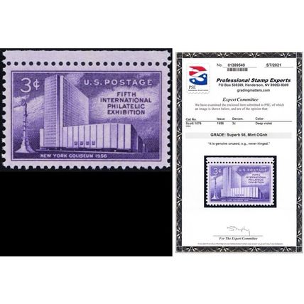 1076, Mint NH 3¢ Superb With PSE Graded 98 Certificate * Stuart Katz