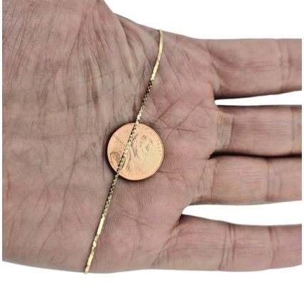 Ladies 1 mm Thick herringbone Chain 7" Hand Bracelet New Real 14K Yellow Gold