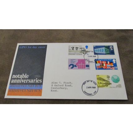 1969 GB FDC Cover - Historical Anniversaries - Canterbury frank