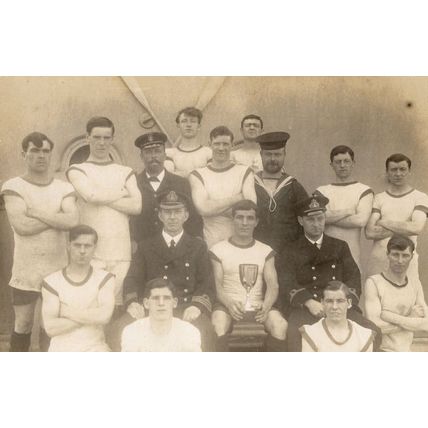 HMS Achilles Crew Sports Trophy Team WW1 Military Ship Old Postcard