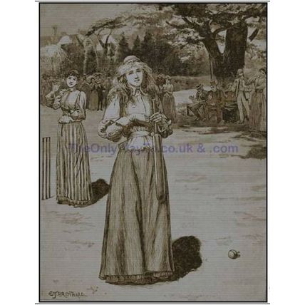 LADIES CRICKET MATCH, c1880, MODERN REPRODUCTION