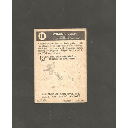 Wilbur Cush Leeds United #18 A&BC Black Back 1960/61