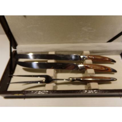 Samurai Stainless Japan Meat Carving Set Knives + Fork in Case