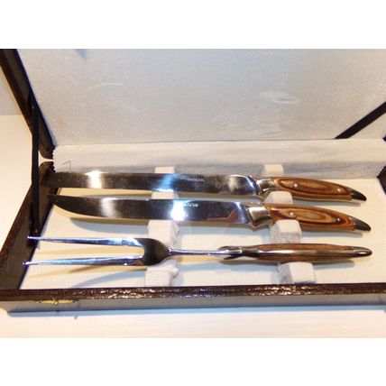 Samurai Stainless Japan Meat Carving Set Knives + Fork in Case